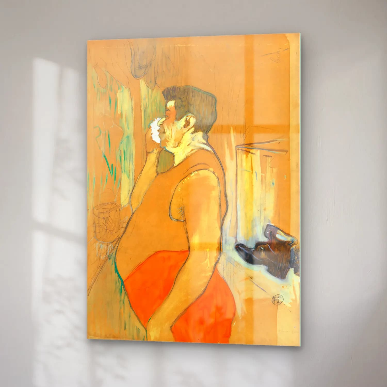 Henri de Toulouse-Lautrec – Elbiseli Kadın No. 8 cam tablo — sağ açıdan görünüm