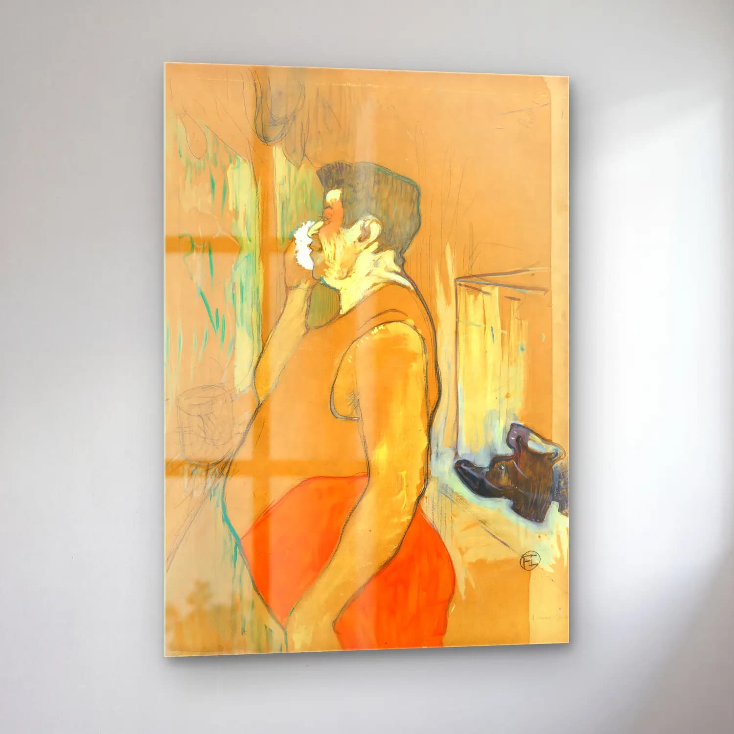 Henri de Toulouse-Lautrec – Elbiseli Kadın No. 8 cam tablo — sol açıdan görünüm