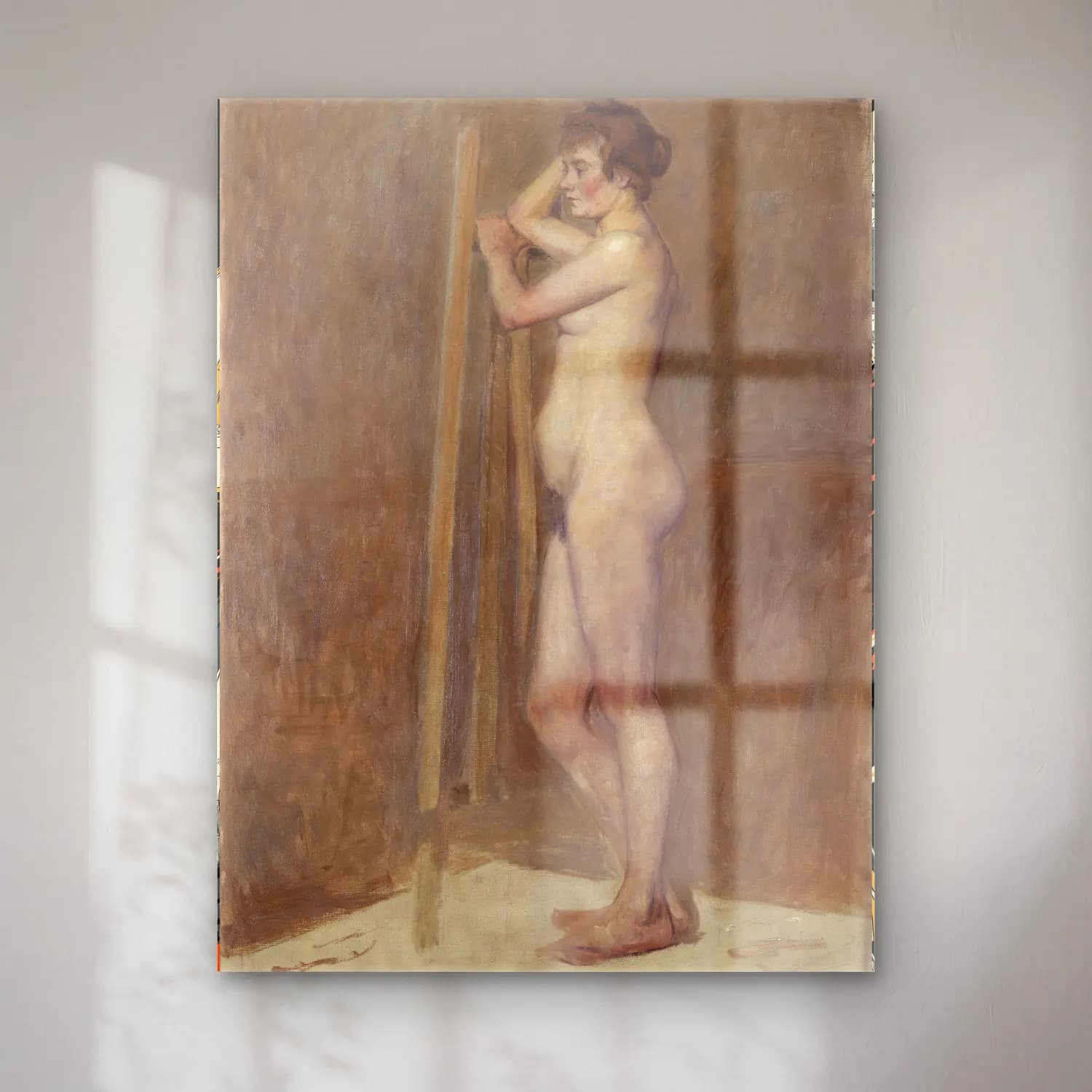 Henri de Toulouse-Lautrec – Figür Çalışması – Bej Tonlar cam tablo — Henri de Toulouse-Lautrec – Figür Çalışması – Bej Tonlar — empresyonist figür çalışması