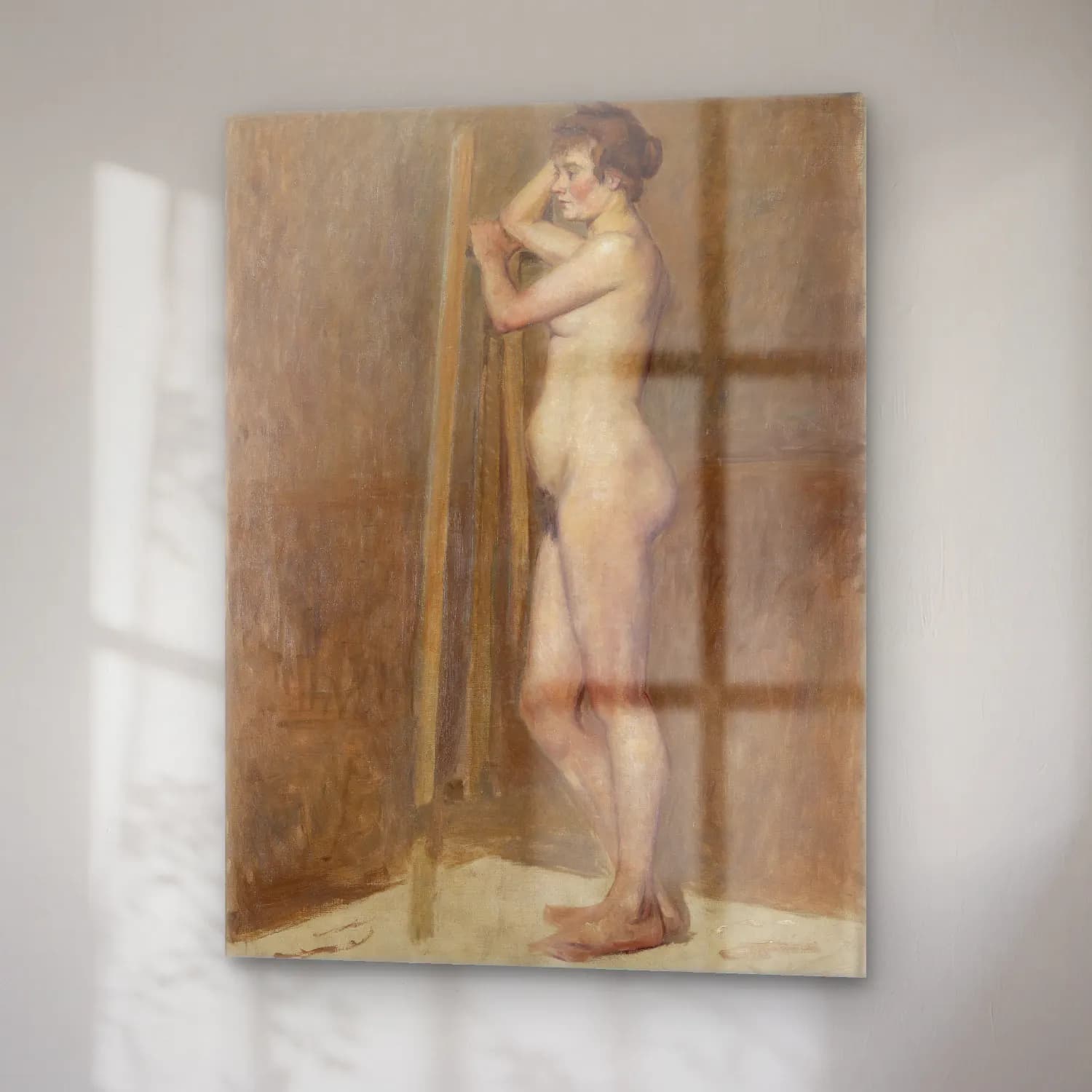 Henri de Toulouse-Lautrec – Figür Çalışması – Bej Tonlar cam tablo — sağ açıdan görünüm