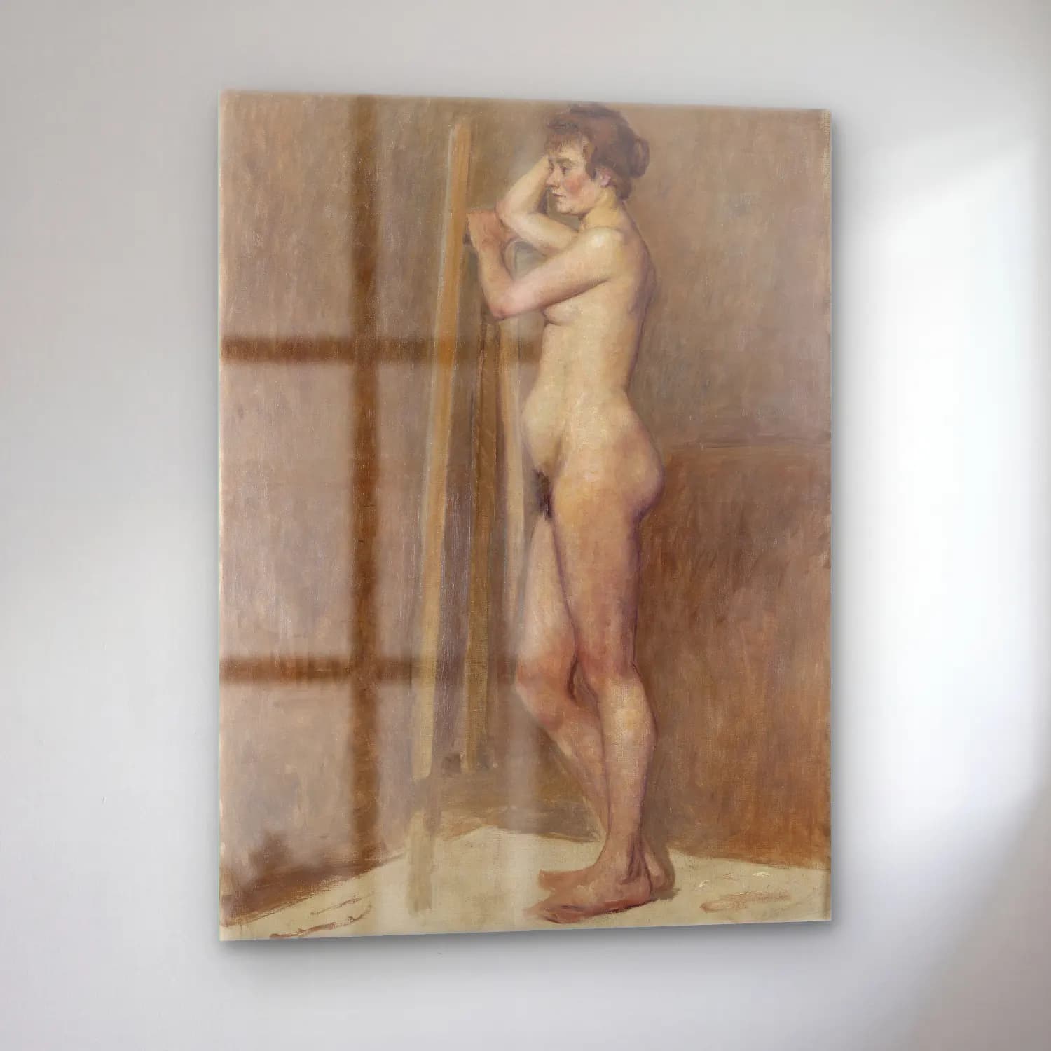 Henri de Toulouse-Lautrec – Figür Çalışması – Bej Tonlar cam tablo — sol açıdan görünüm