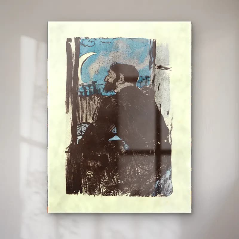 Henri de Toulouse-Lautrec – Erkek Portresi cam tablo — Henri de Toulouse-Lautrec – Erkek Portresi — siyah beyaz erkek portresi