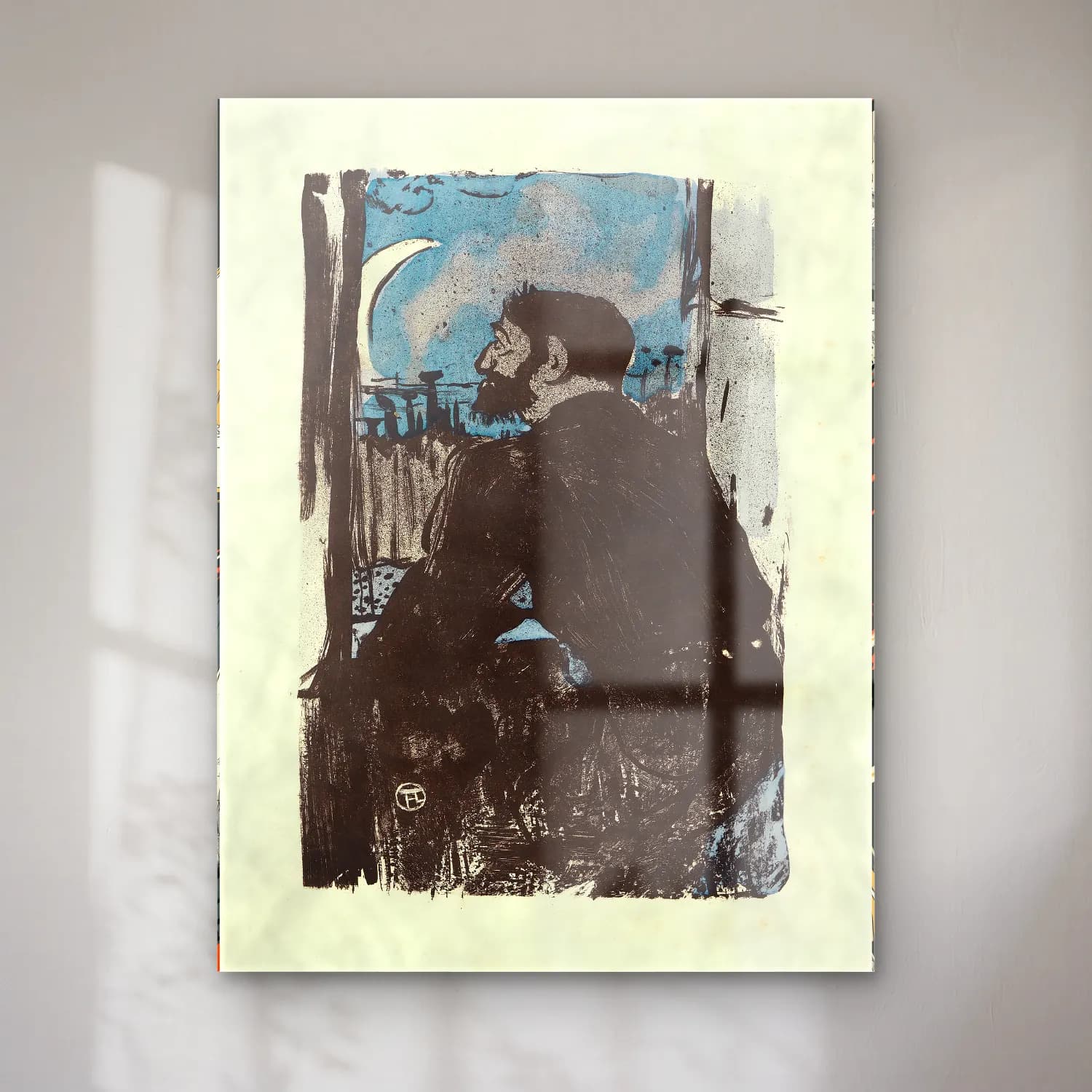 Henri de Toulouse-Lautrec – Erkek Portresi cam tablo — Henri de Toulouse-Lautrec – Erkek Portresi — siyah beyaz erkek portresi