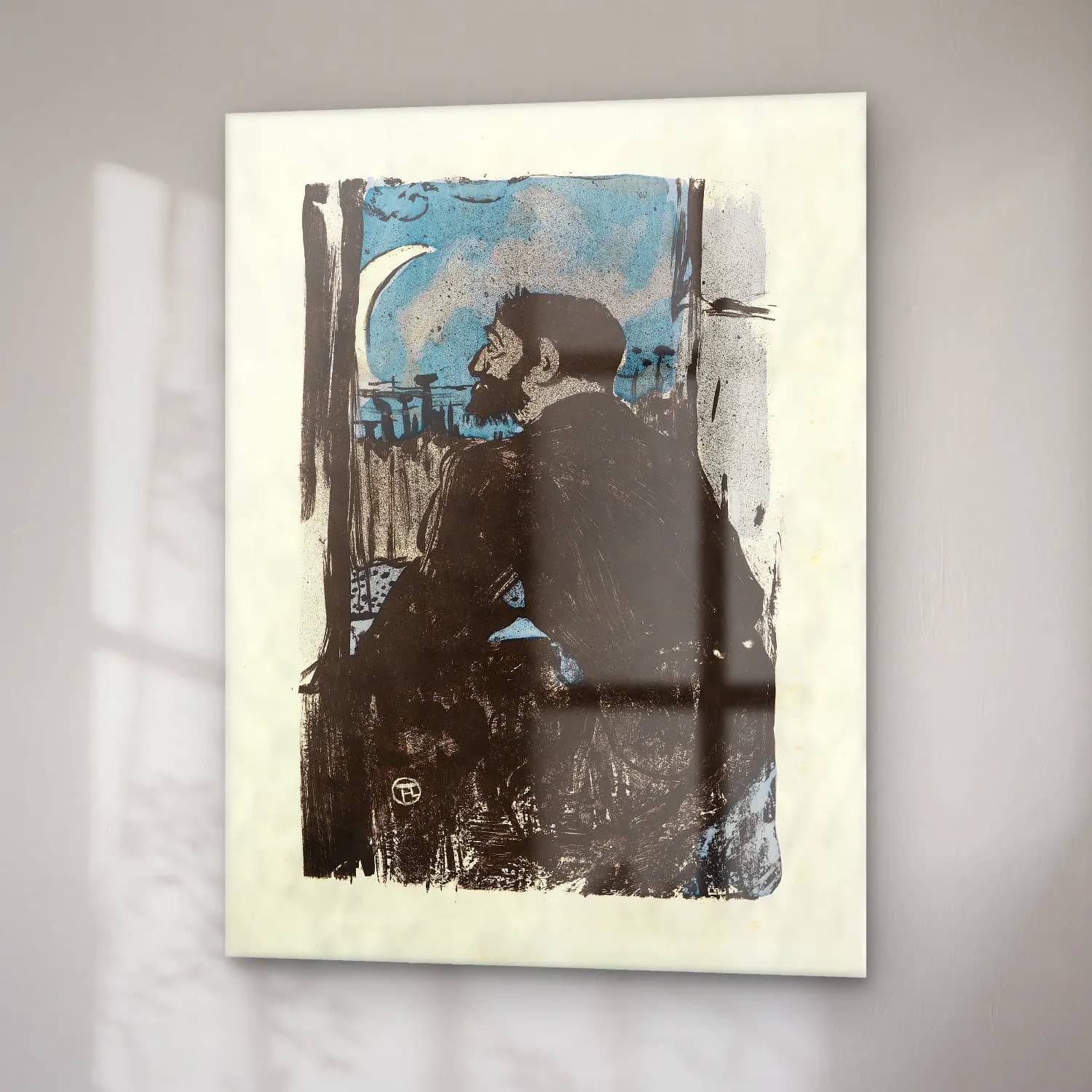 Henri de Toulouse-Lautrec – Erkek Portresi cam tablo — sağ açıdan görünüm