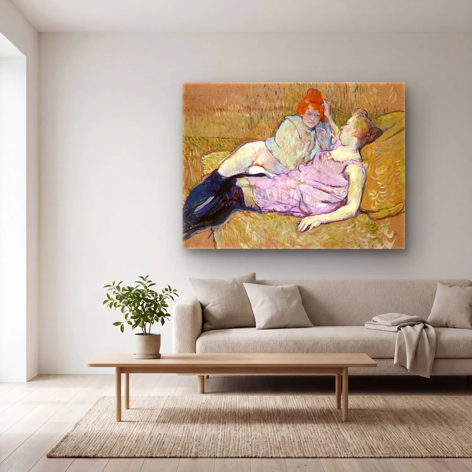 Henri de Toulouse-Lautrec – Anne ve Çocuk cam tablo — açık renk salonda