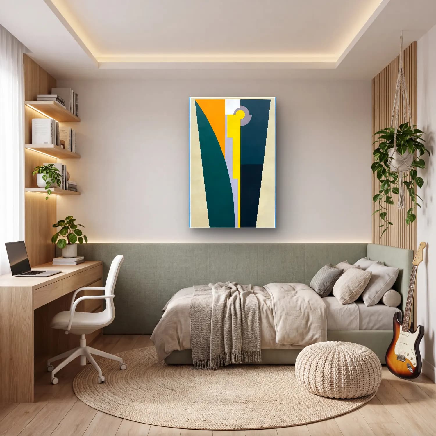 Modern Soyut Kemer No. 21 cam tablo — genç odasında