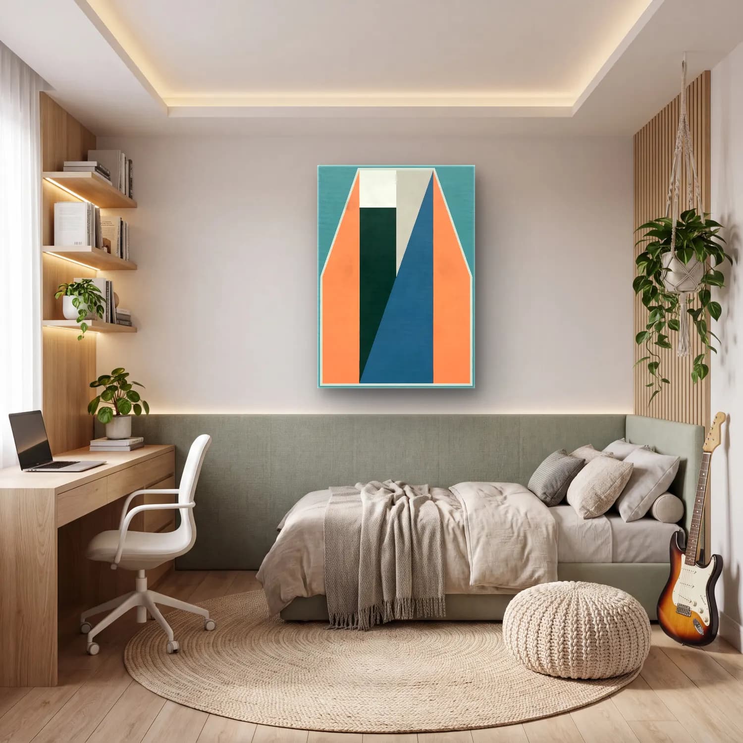 Modern Soyut Kemer No. 23 cam tablo — genç odasında