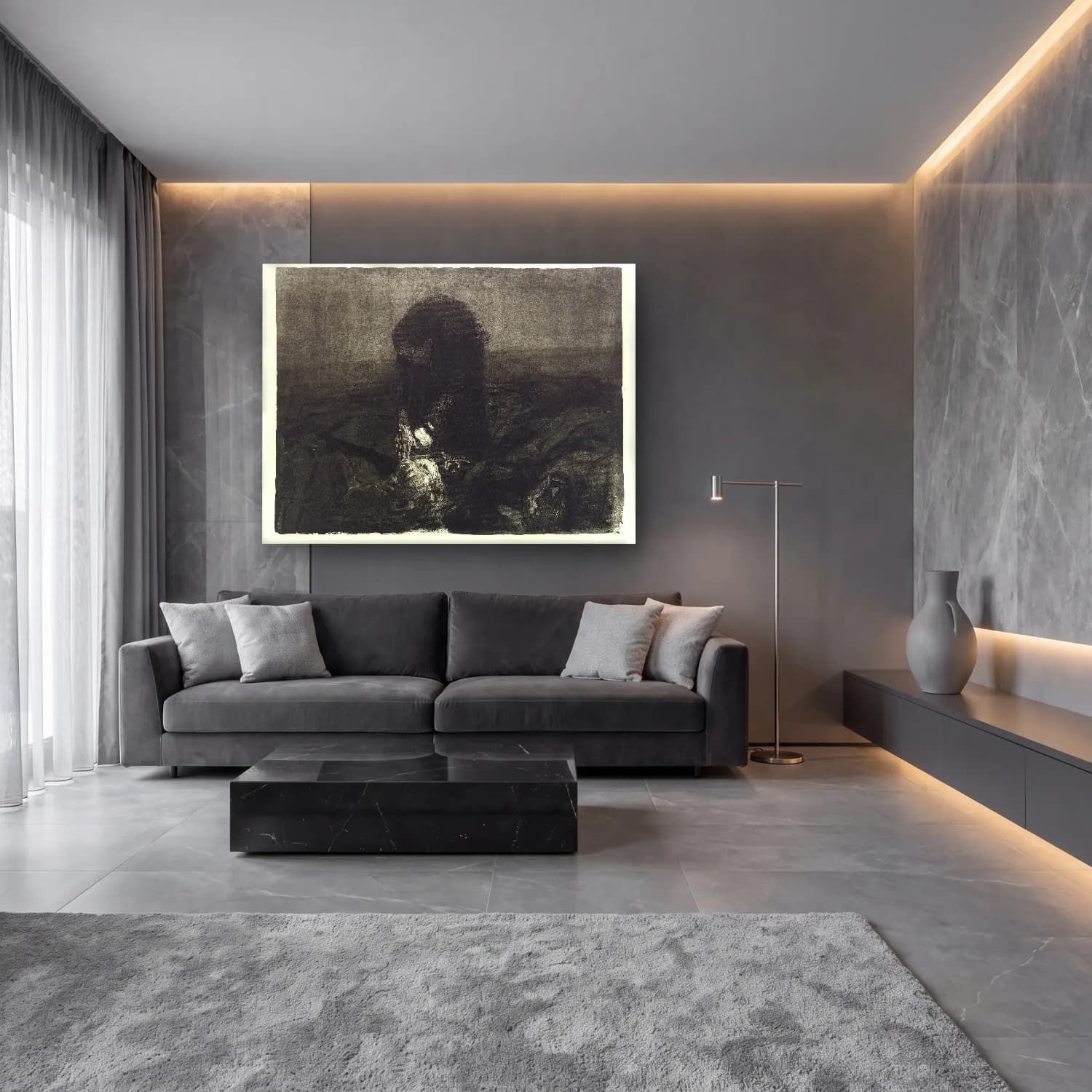 Siyah Beyaz Savaş Sahnesi No. 4 cam tablo — lüks salon duvarında