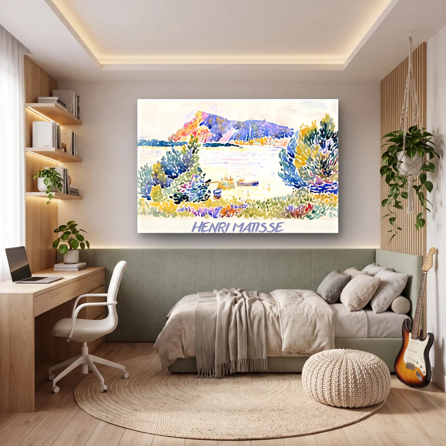 Henri Matisse – Liman ve Tekneler – Pastel Tonlar cam tablo — genç odasında