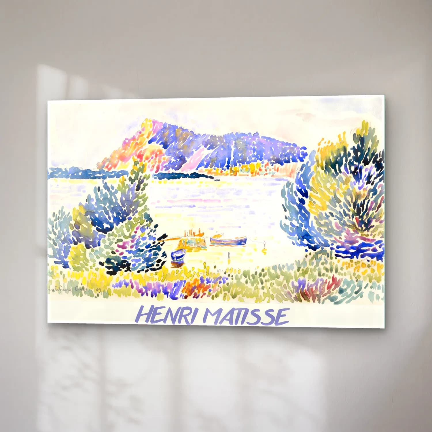 Henri Matisse – Liman ve Tekneler – Pastel Tonlar cam tablo — sağ açıdan görünüm