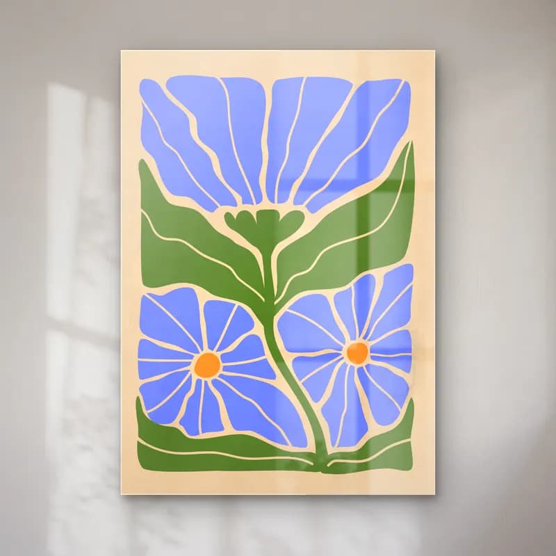 Henri Matisse – Çiçek Deseni No. 4 cam tablo — Henri Matisse – Çiçek Deseni No. 4 — retro çiçek deseni