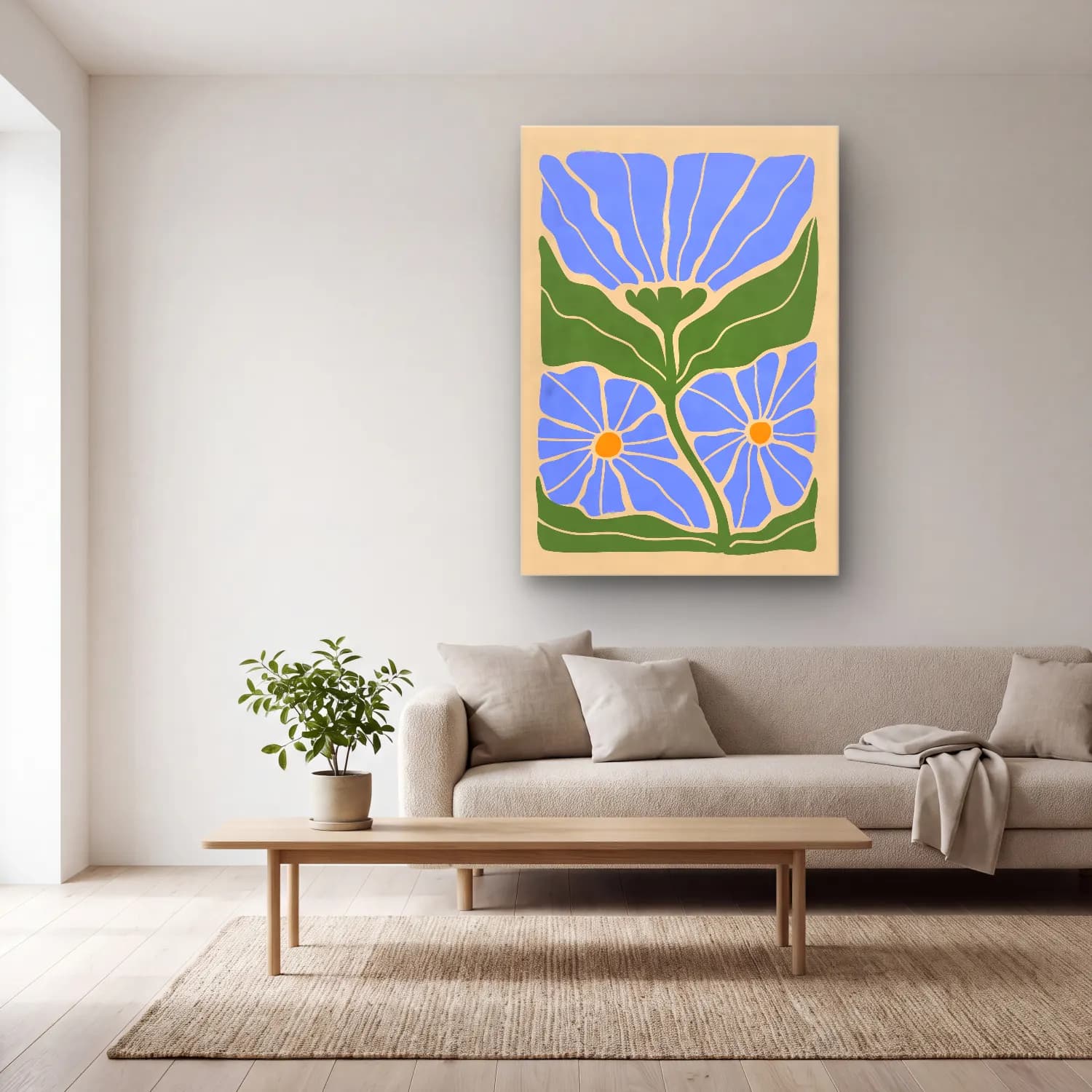 Henri Matisse – Çiçek Deseni No. 4 cam tablo — açık renk salonda