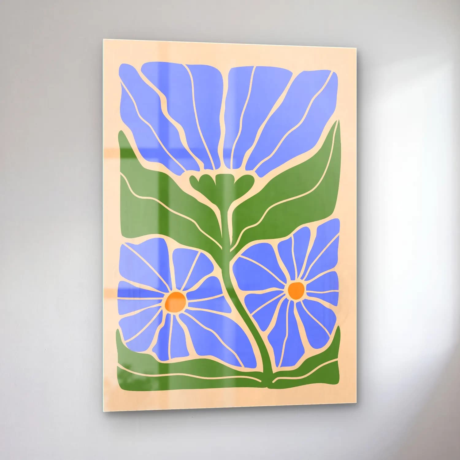 Henri Matisse – Çiçek Deseni No. 4 cam tablo — sol açıdan görünüm