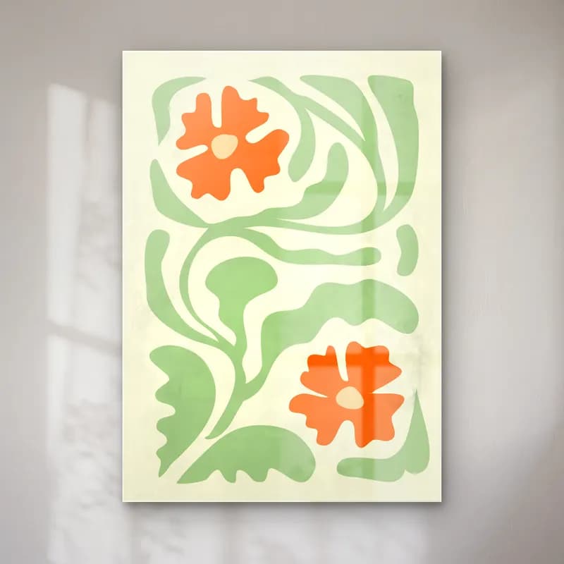 Henri Matisse – Çiçek Deseni – Turuncu Tonlar cam tablo — Henri Matisse – Çiçek Deseni – Turuncu Tonlar — retro çiçek deseni