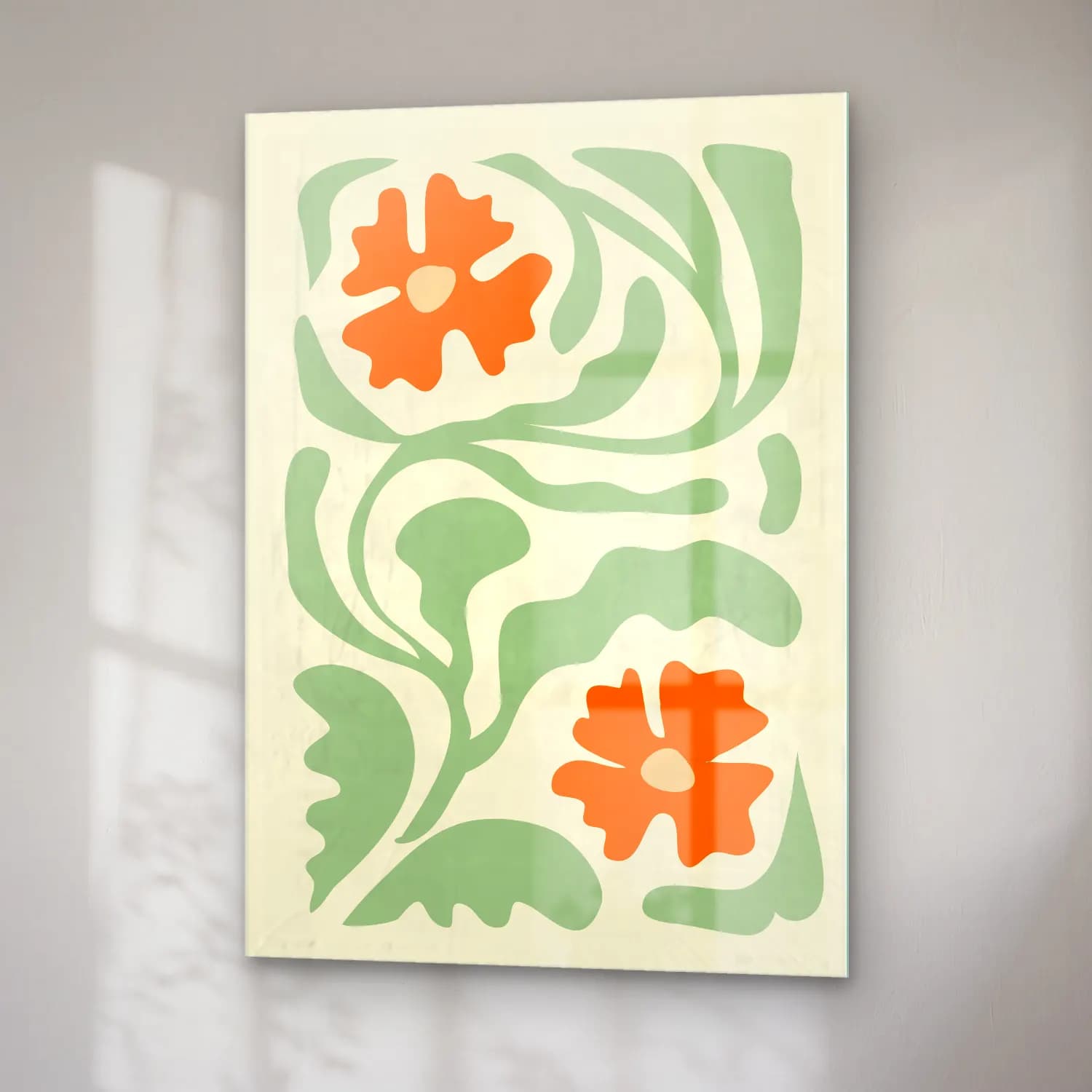 Henri Matisse – Çiçek Deseni – Turuncu Tonlar cam tablo — sağ açıdan görünüm