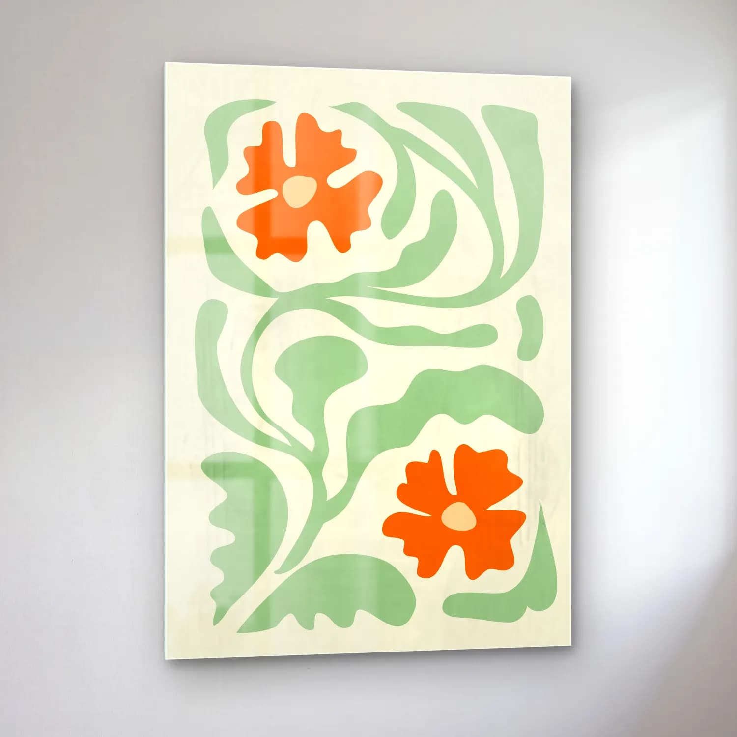 Henri Matisse – Çiçek Deseni – Turuncu Tonlar cam tablo — sol açıdan görünüm