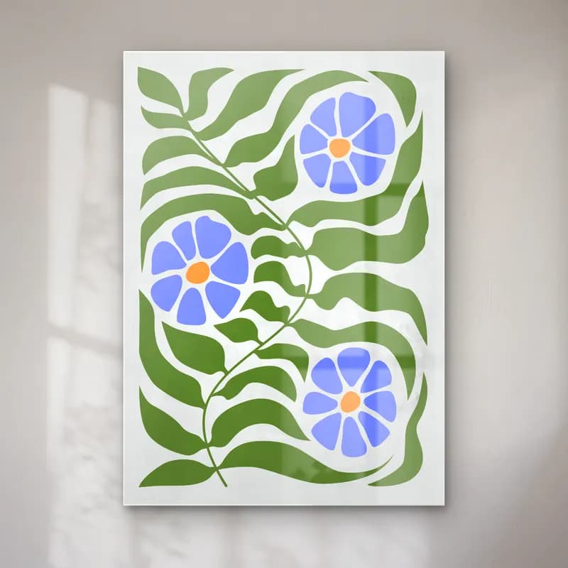 Henri Matisse – Çiçek Deseni No. 9 cam tablo — Henri Matisse – Çiçek Deseni No. 9 — retro çiçek deseni