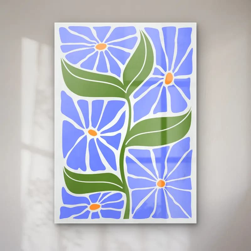 Henri Matisse – Çiçek Deseni No. 11 cam tablo — Henri Matisse – Çiçek Deseni No. 11 — retro çiçek deseni