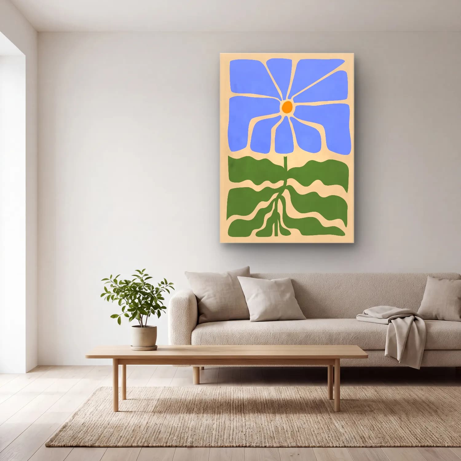 Henri Matisse – Çiçek Deseni No. 5 cam tablo — açık renk salonda