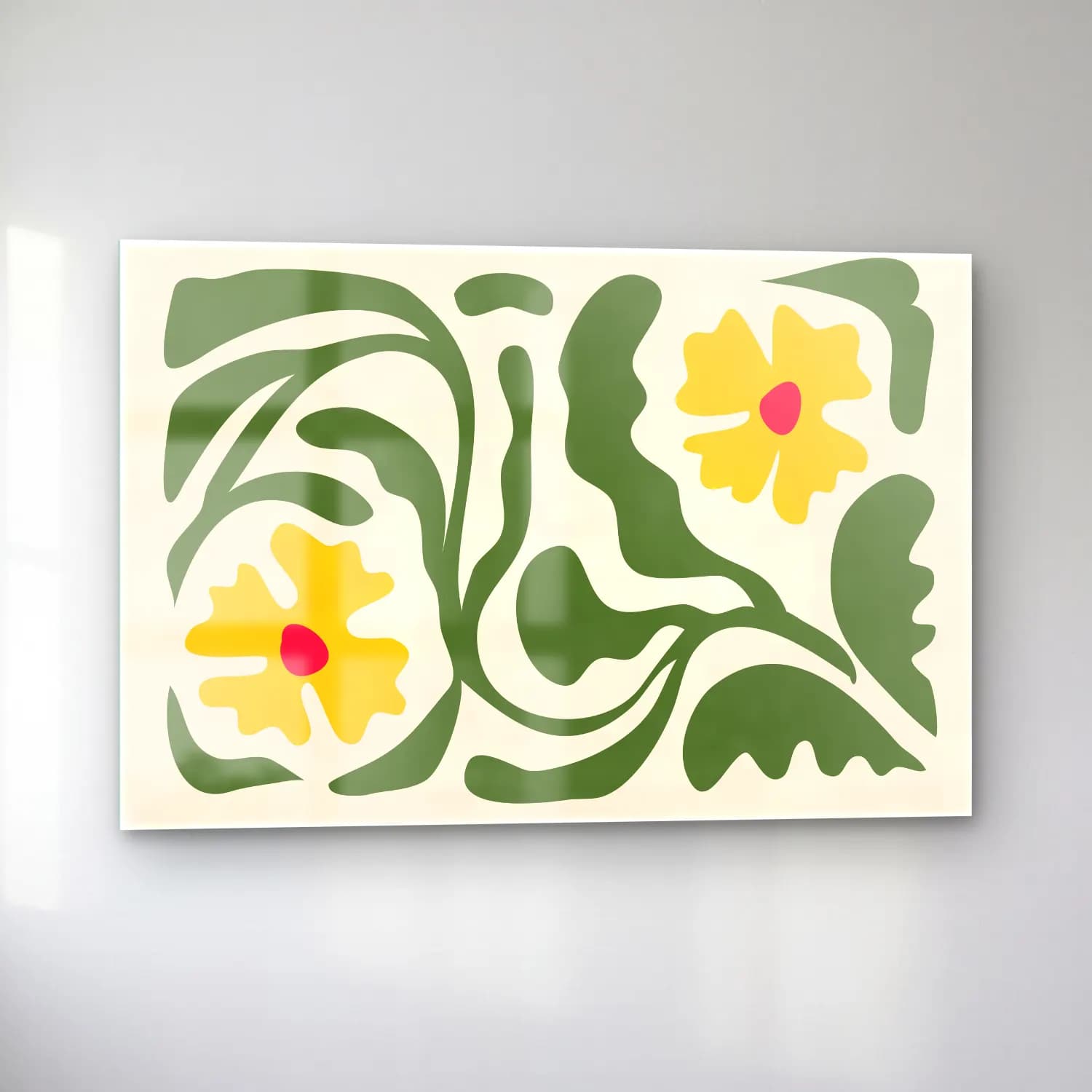 Henri Matisse – Çiçek Deseni No. 19 cam tablo — sol açıdan görünüm