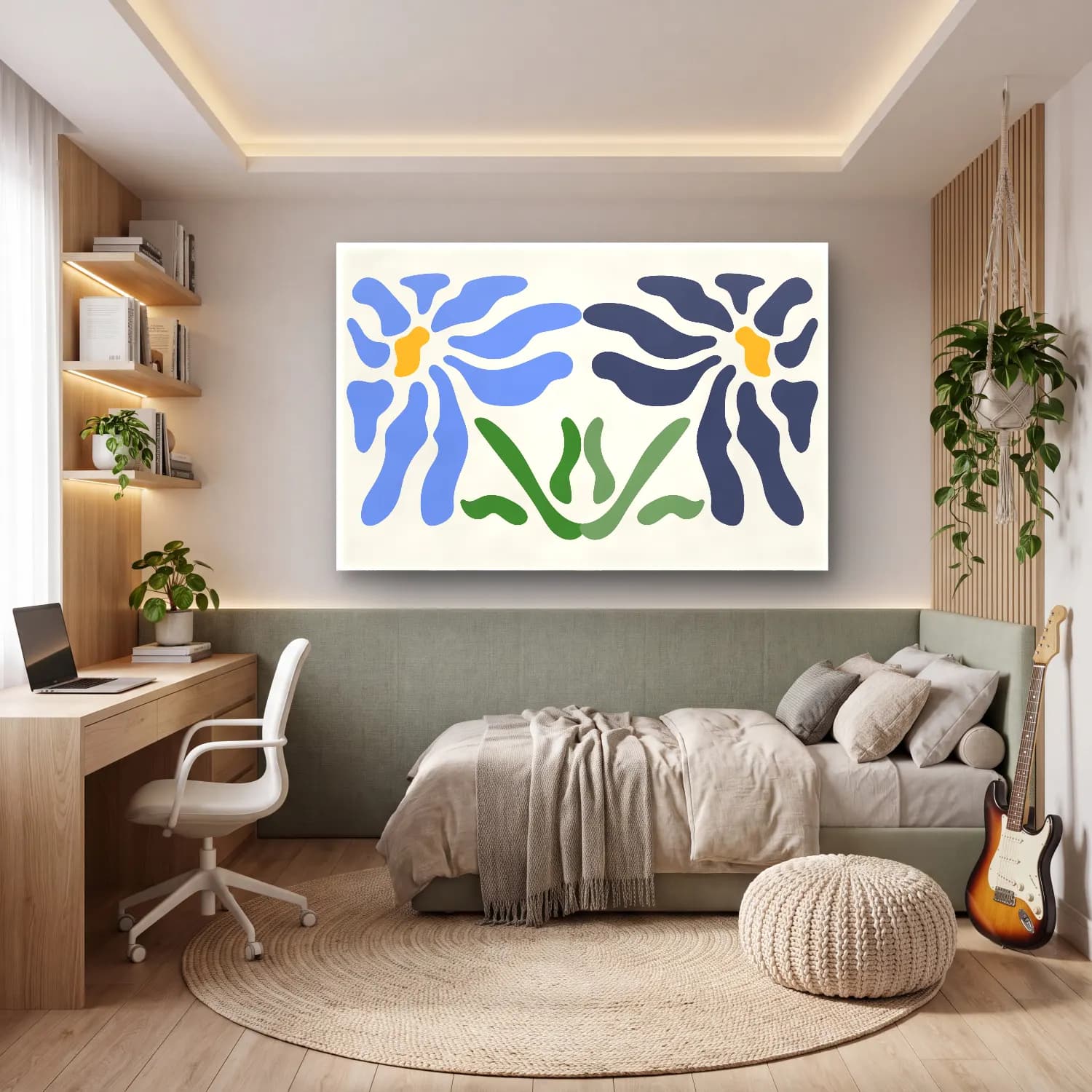 Henri Matisse – Çiçek Deseni No. 22 cam tablo — genç odasında