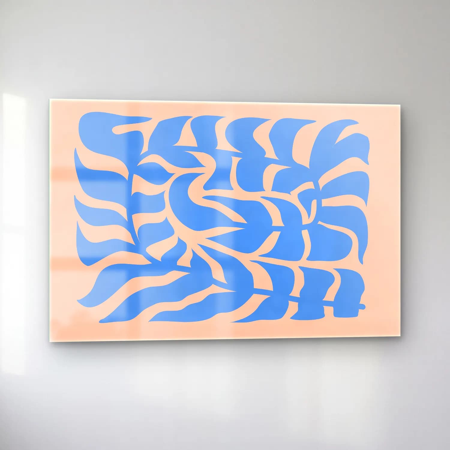 Henri Matisse – Dalgalı Çizgiler – Mavi Tonlar cam tablo — sol açıdan görünüm