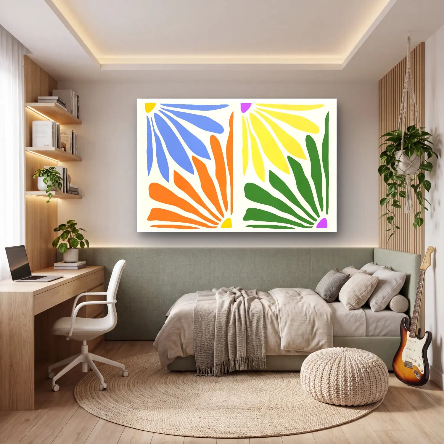 Henri Matisse – Çiçek Deseni No. 23 cam tablo — genç odasında