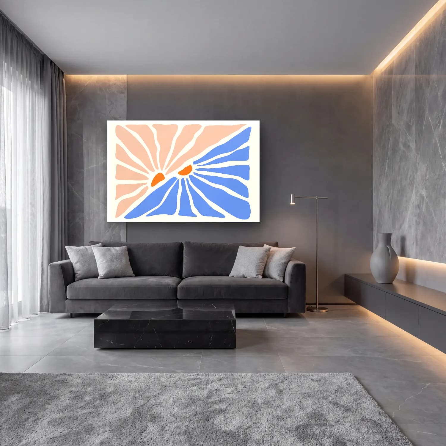 Henri Matisse – Güneş ve Gökkuşağı cam tablo — lüks salon duvarında