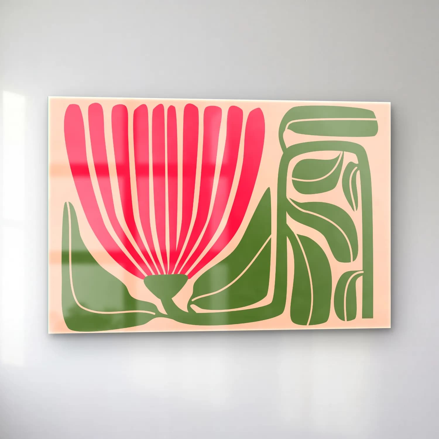 Henri Matisse – Çiçek Deseni – Pembe Tonlar cam tablo — sol açıdan görünüm