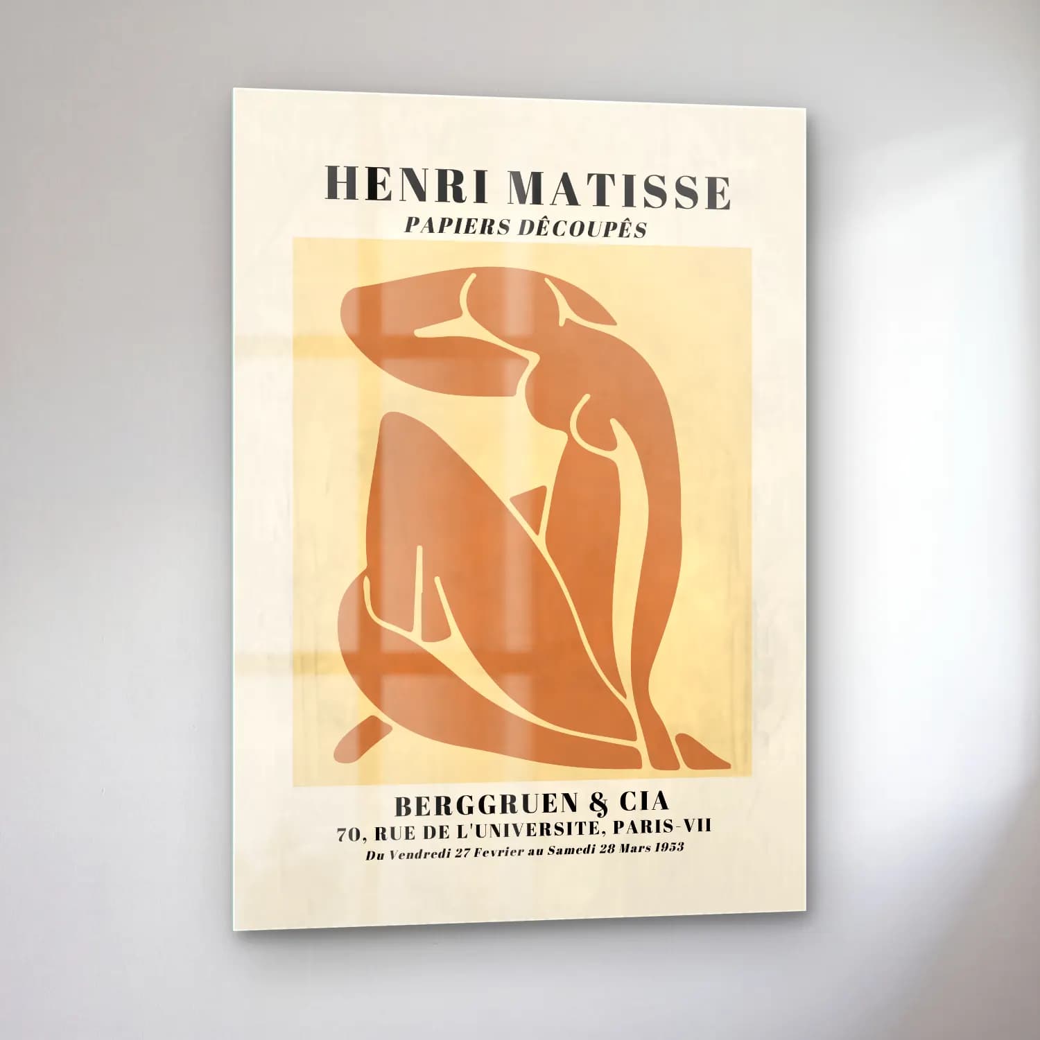Henri Matisse – Figür Çalışması – Bej Tonlar cam tablo — sol açıdan görünüm