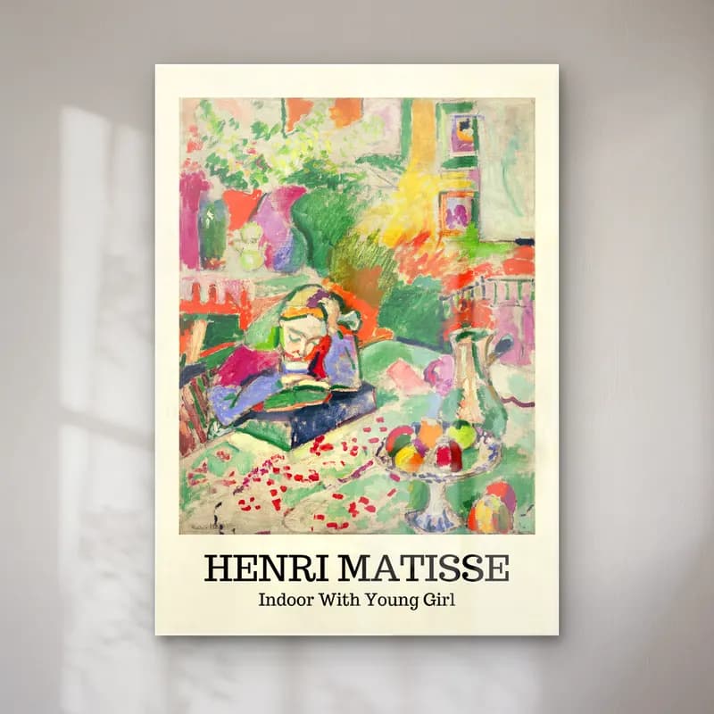 Henri Matisse – Kitap Okuyan Kadın cam tablo — Henri Matisse – Kitap Okuyan Kadın — empresyonist kitap okuyan kadın