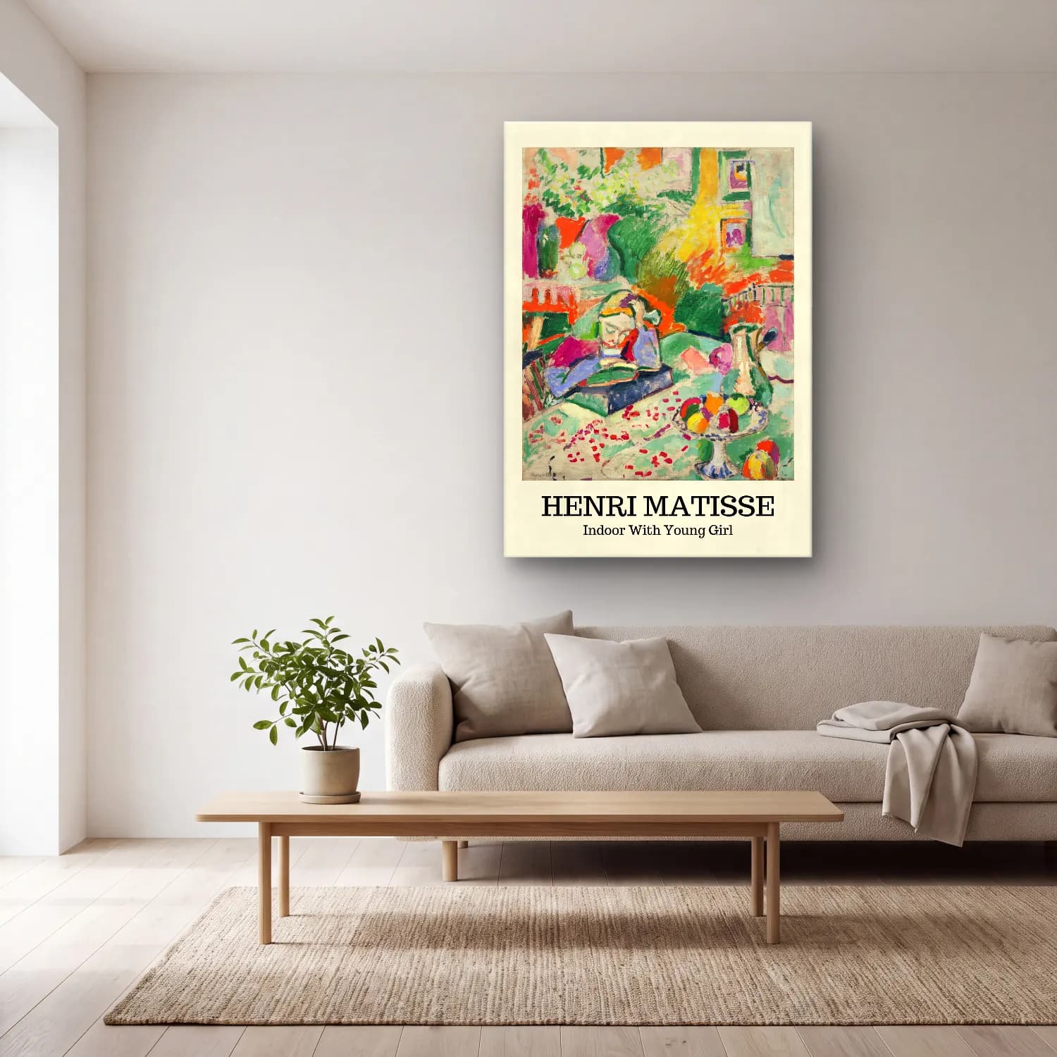 Henri Matisse – Kitap Okuyan Kadın cam tablo — açık renk salonda