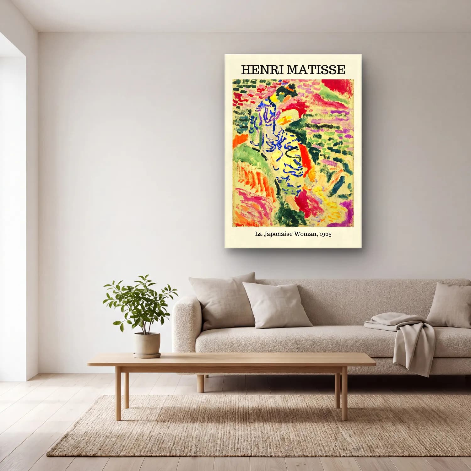 Henri Matisse – Elbiseli Kadın cam tablo — açık renk salonda