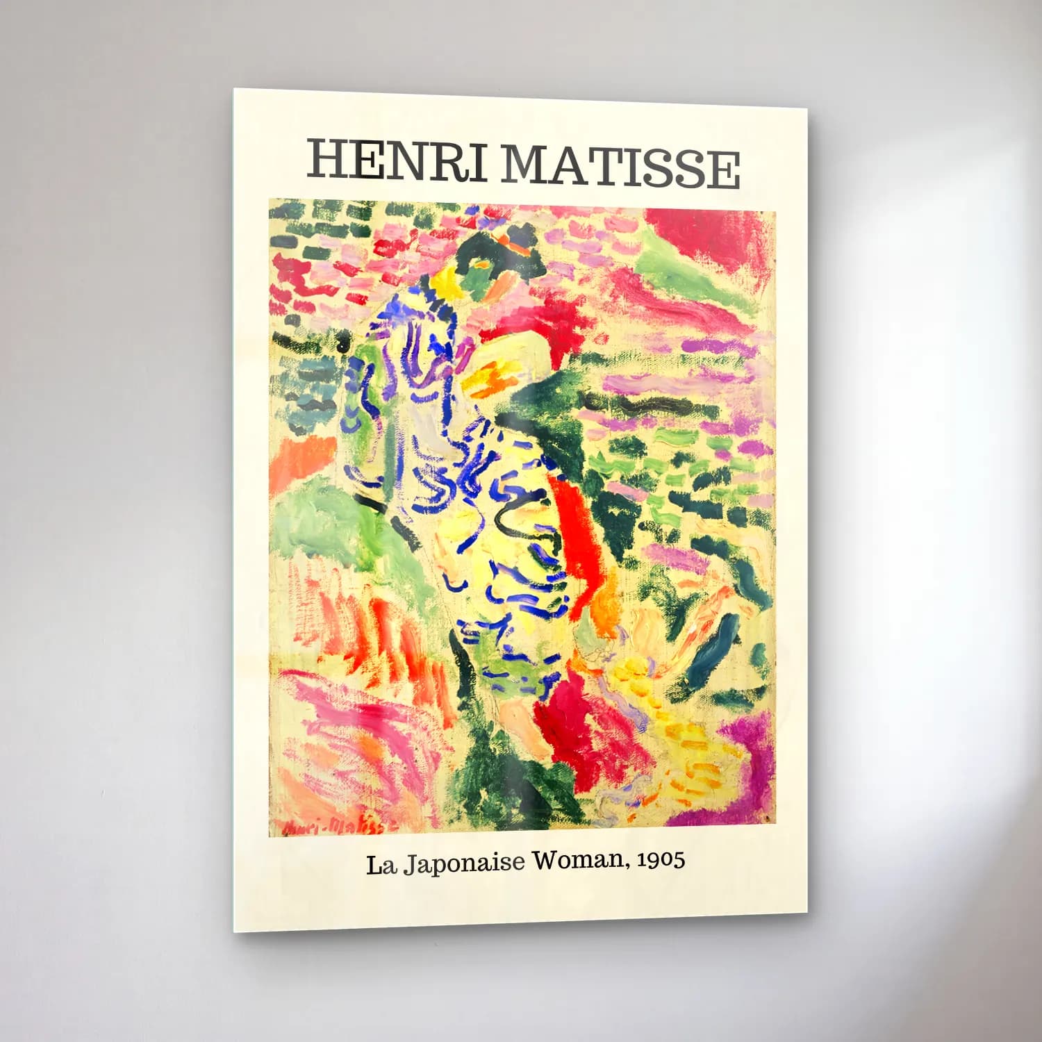 Henri Matisse – Elbiseli Kadın cam tablo — sol açıdan görünüm