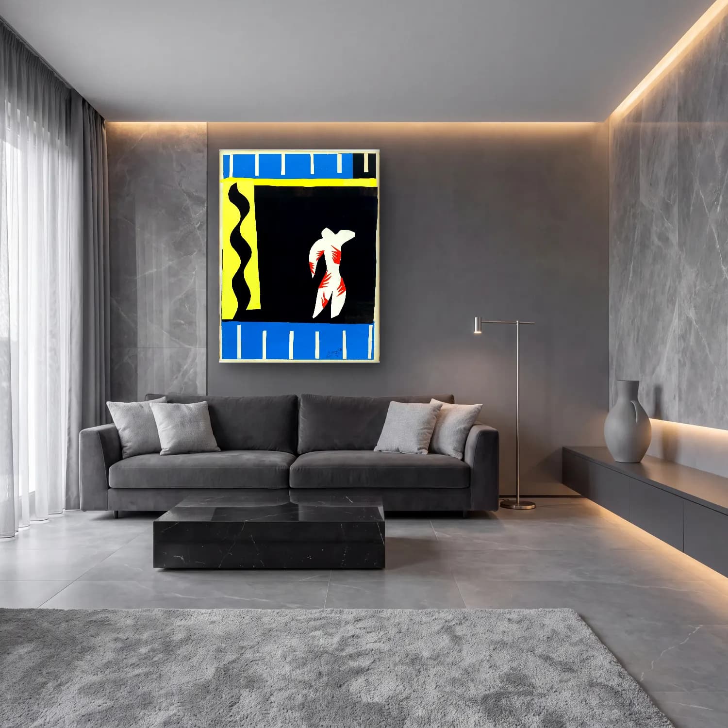 Henri Matisse – Figür Çalışması No. 5 cam tablo — lüks salon duvarında