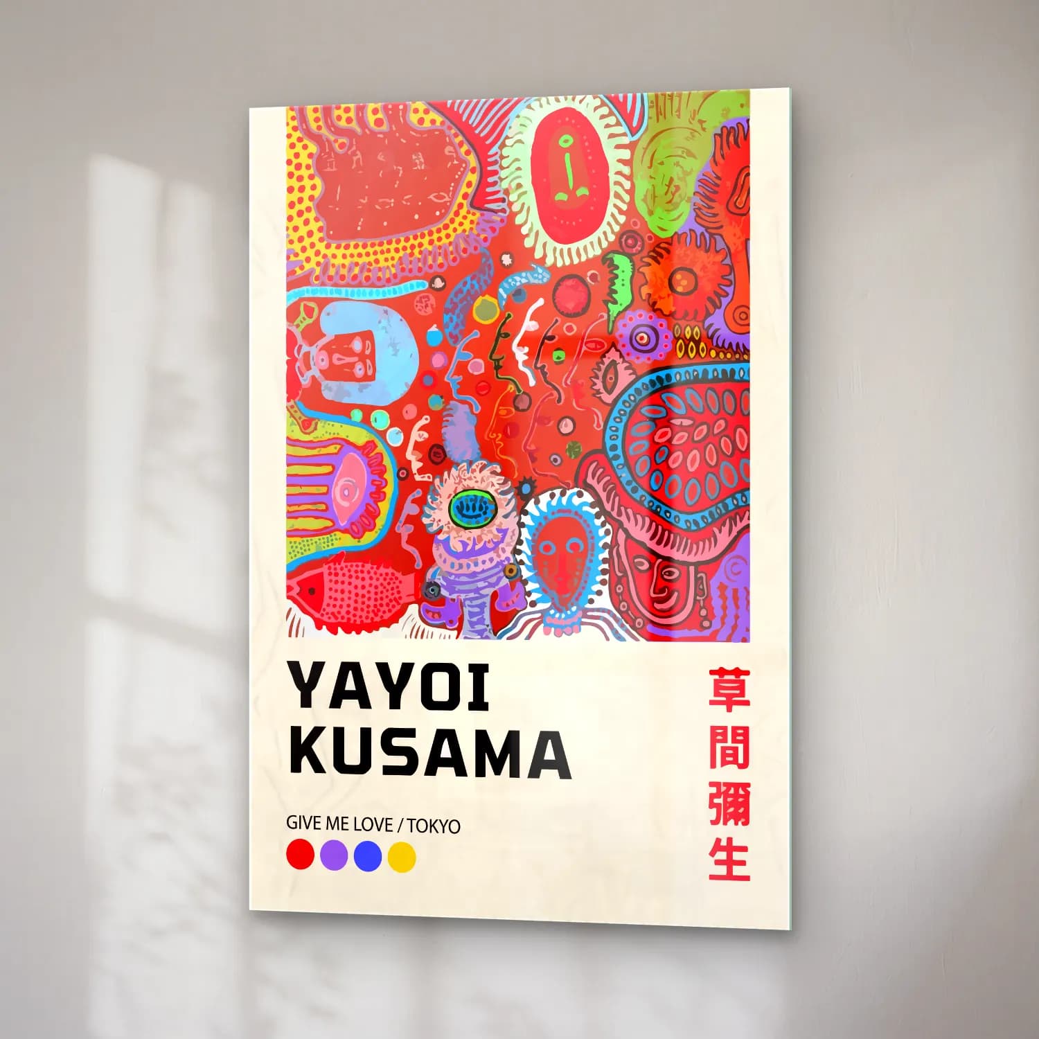 Maksimalist Japon Şehri – Kırmızı Tonlar cam tablo — sağ açıdan görünüm