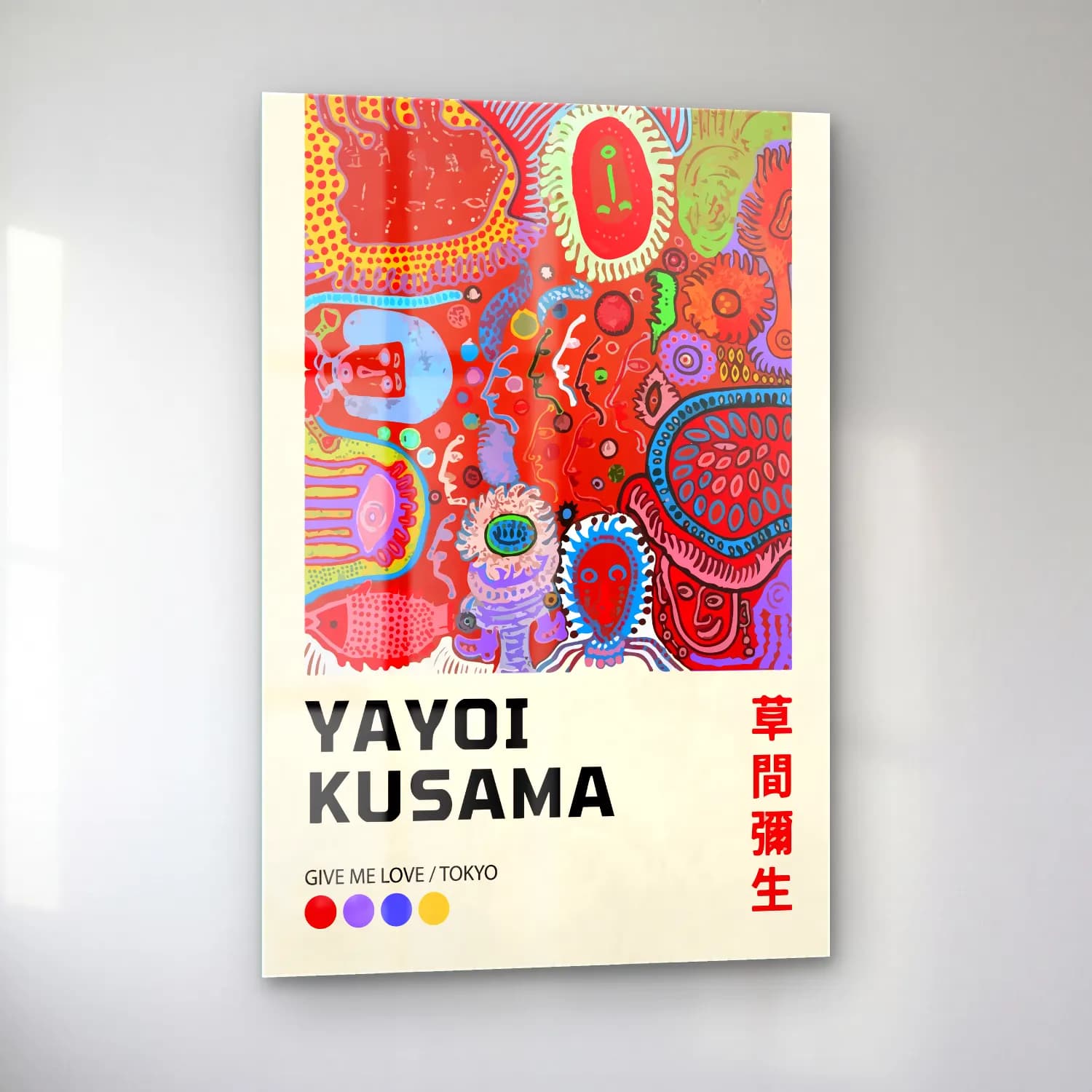 Maksimalist Japon Şehri – Kırmızı Tonlar cam tablo — sol açıdan görünüm
