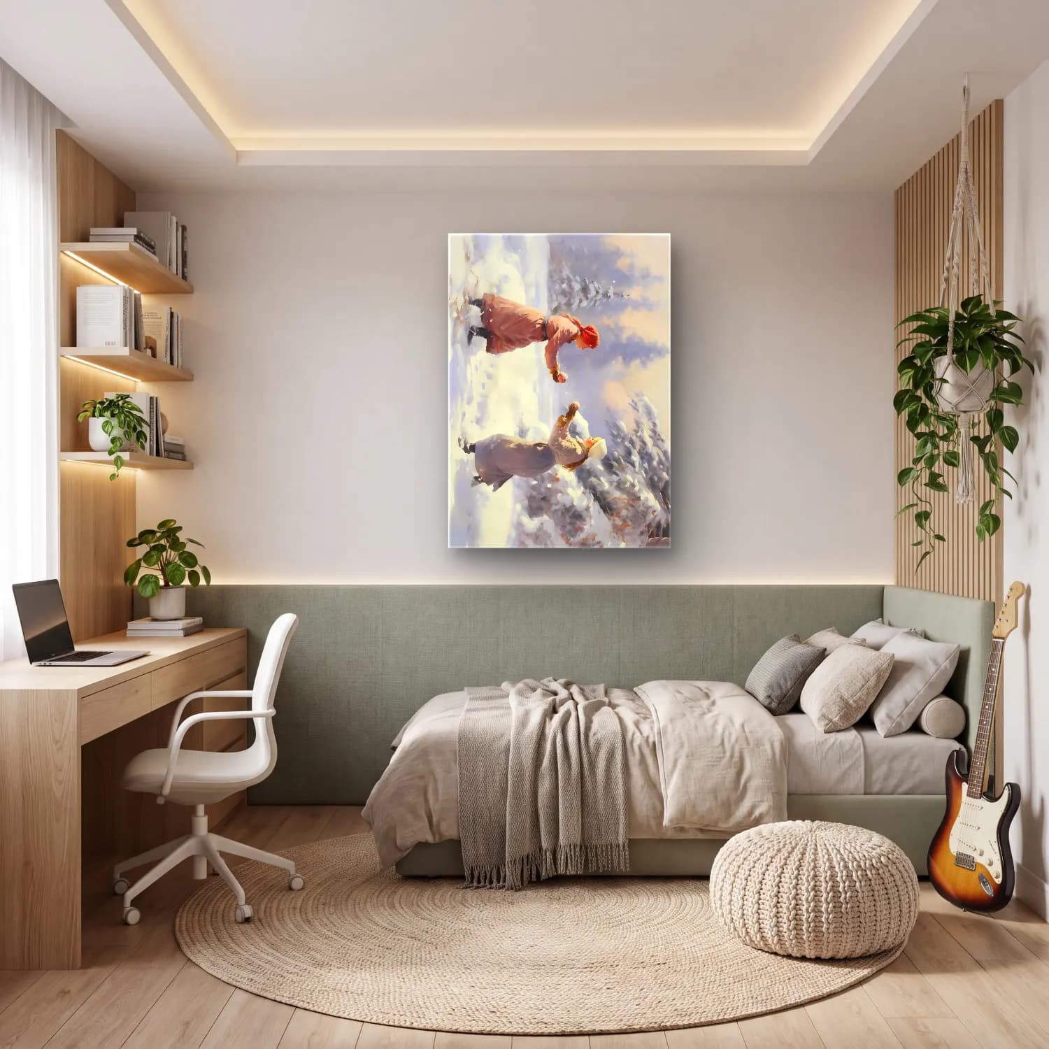Yağlı Boya Anne ve Çocuk cam tablo — genç odasında