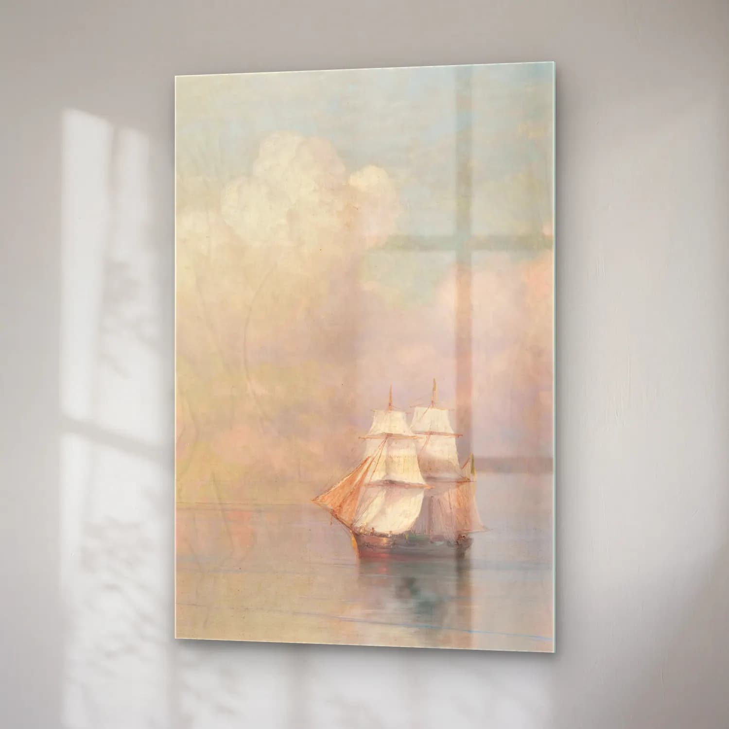 Konstantinovich Aivazovsky – Calm Seas – Pastel Tonlar cam tablo — sağ açıdan görünüm