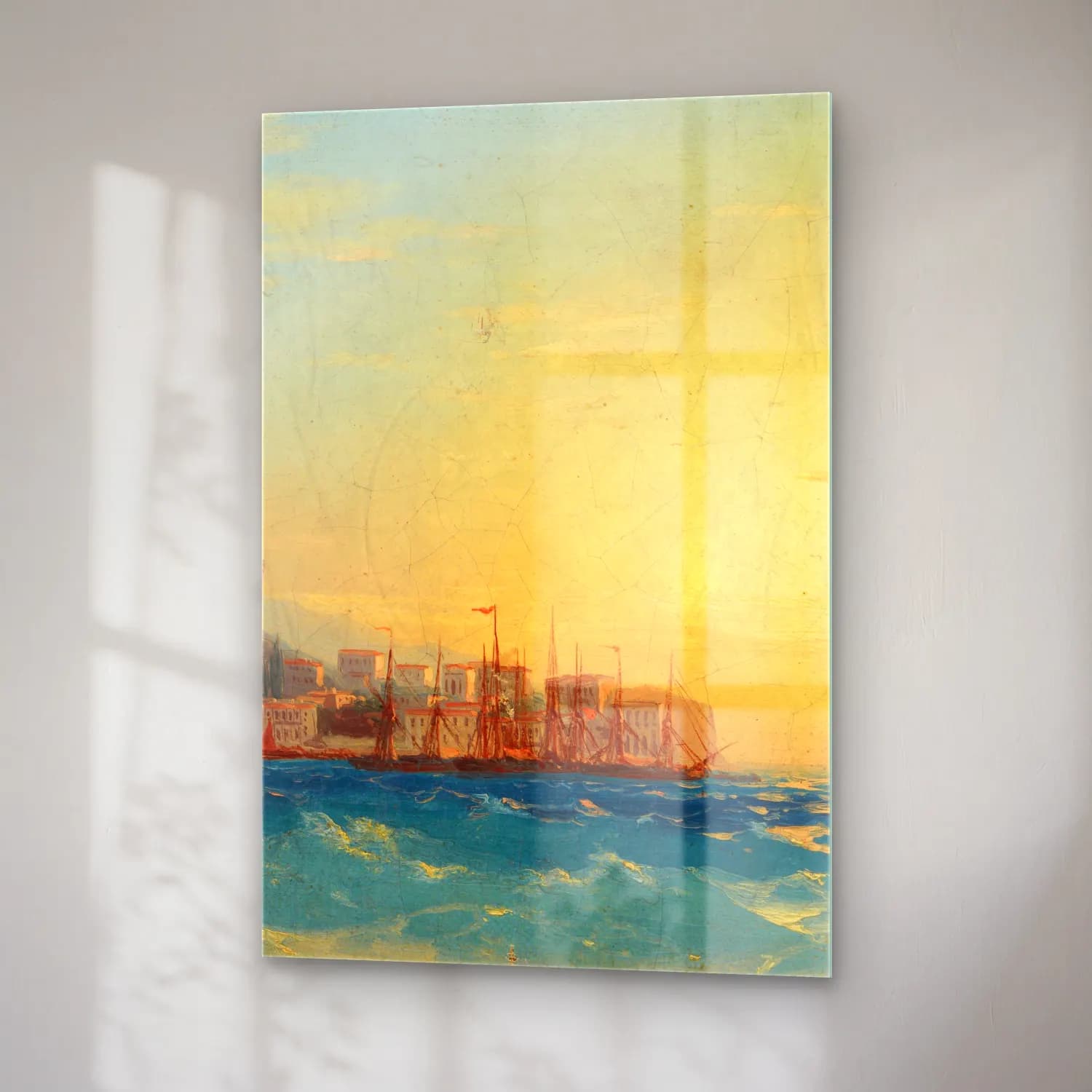 Konstantinovich Aivazovsky – Harbor with Ships – Pastel Tonlar cam tablo — sağ açıdan görünüm