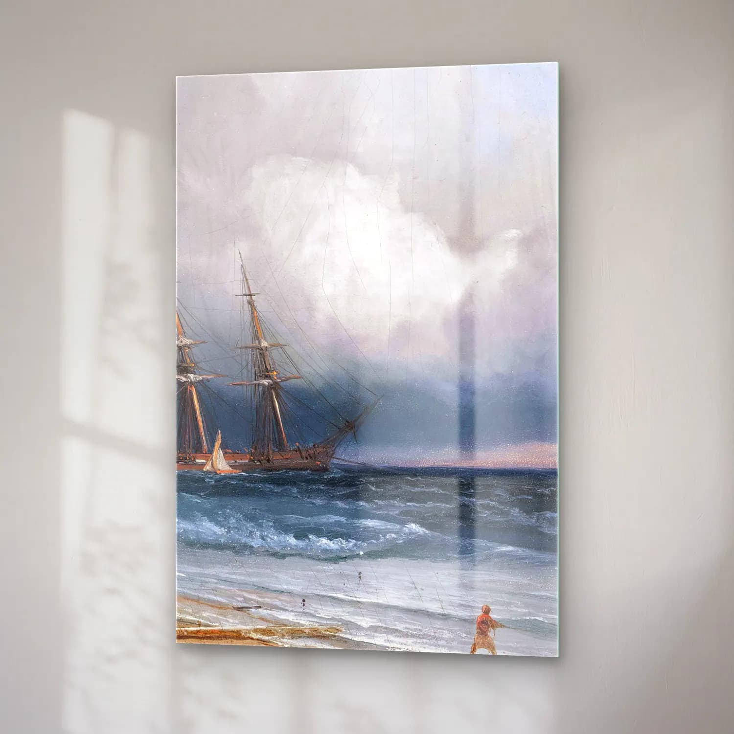 Konstantinovich Aivazovsky – Ship by the Shore – Mavi Tonlar cam tablo — sağ açıdan görünüm
