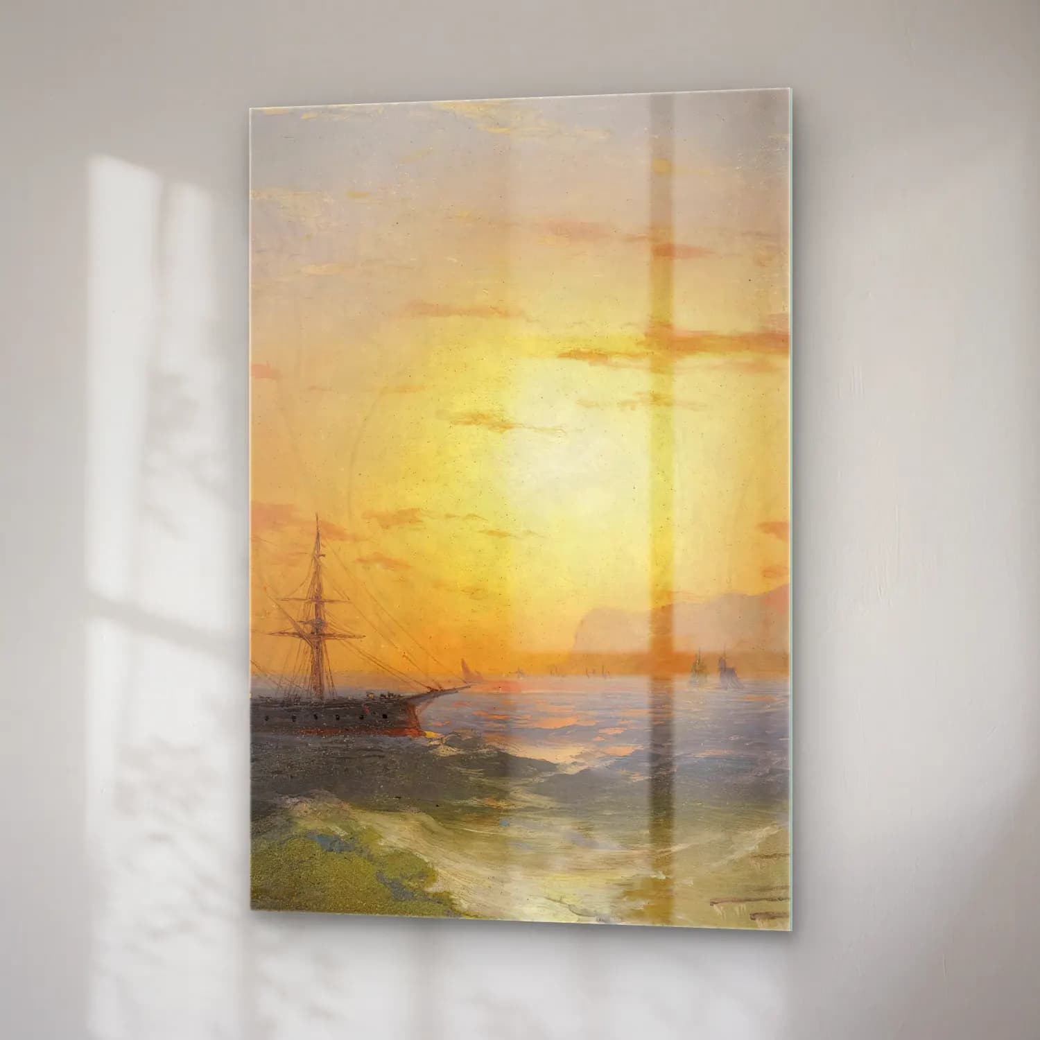 Konstantinovich Aivazovsky – Shipping Off Ischia – Bej Tonlar cam tablo — sağ açıdan görünüm
