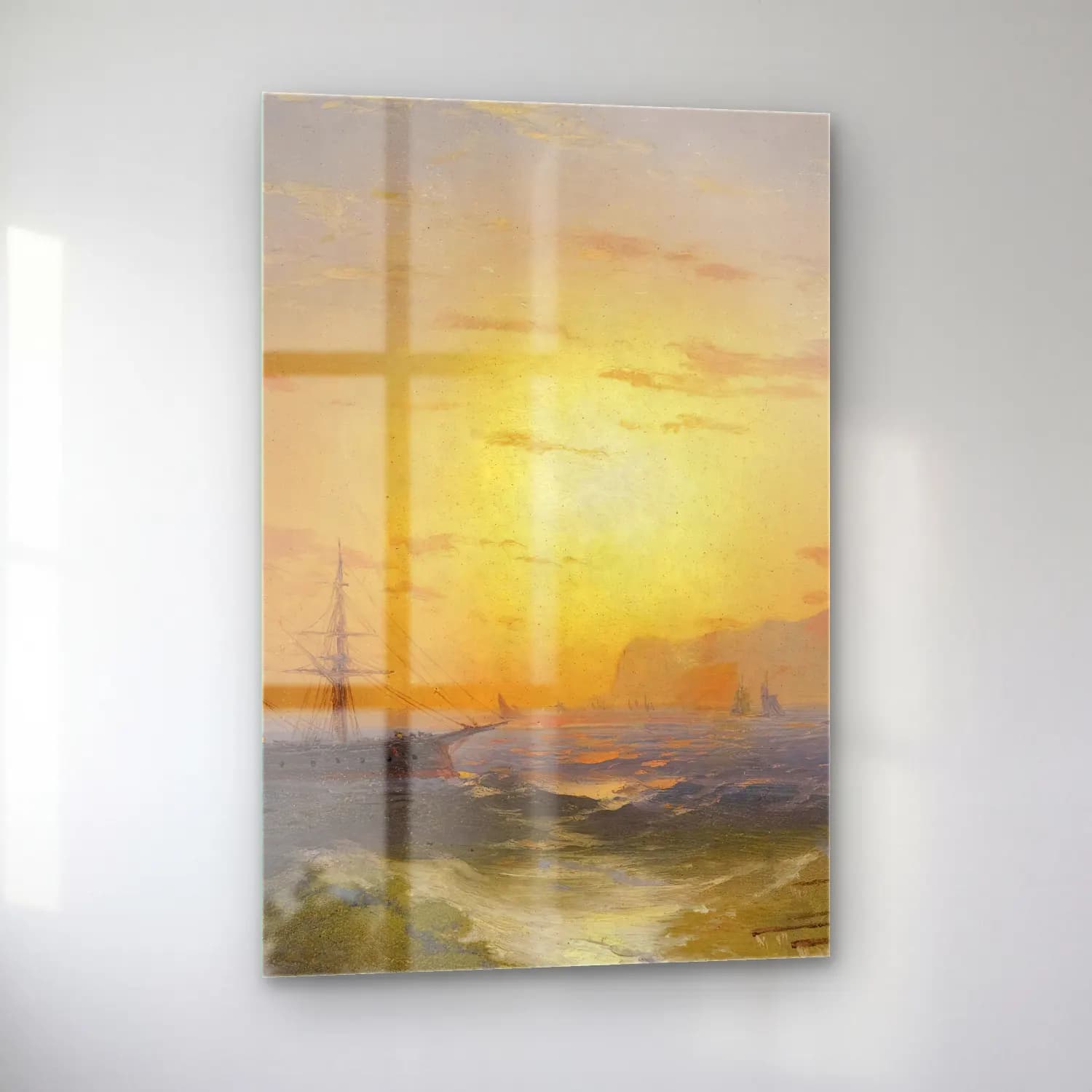 Konstantinovich Aivazovsky – Shipping Off Ischia – Bej Tonlar cam tablo — sol açıdan görünüm