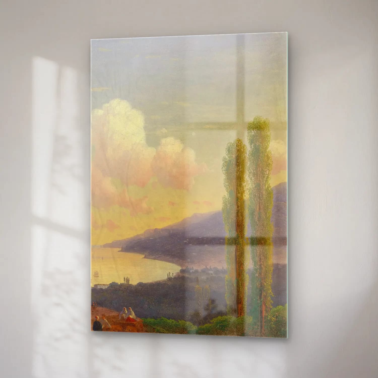 Konstantinovich Aivazovsky – The Road To Gurzuf, Crimea (CIRCA 1878) – Pastel Tonlar cam tablo — sağ açıdan görünüm