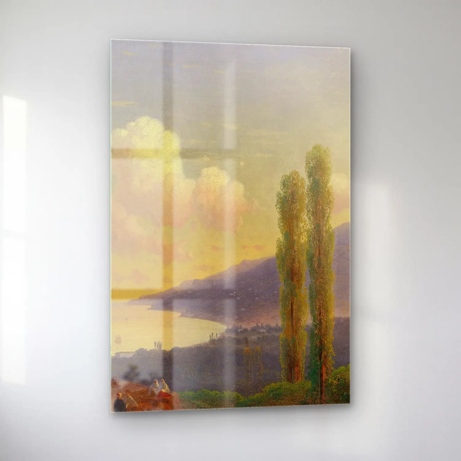 Konstantinovich Aivazovsky – The Road To Gurzuf, Crimea (CIRCA 1878) – Pastel Tonlar cam tablo — sol açıdan görünüm