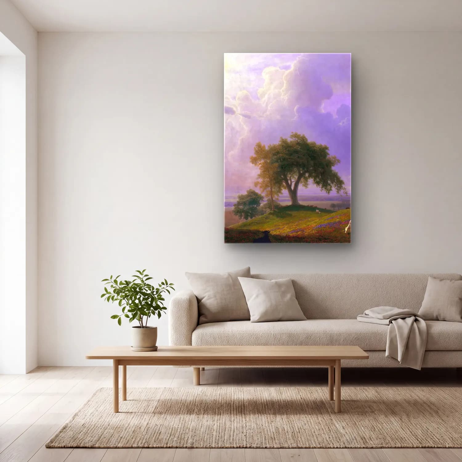 Albert Bierstadt – California Spring – Pastel Tonlar cam tablo — açık renk salonda