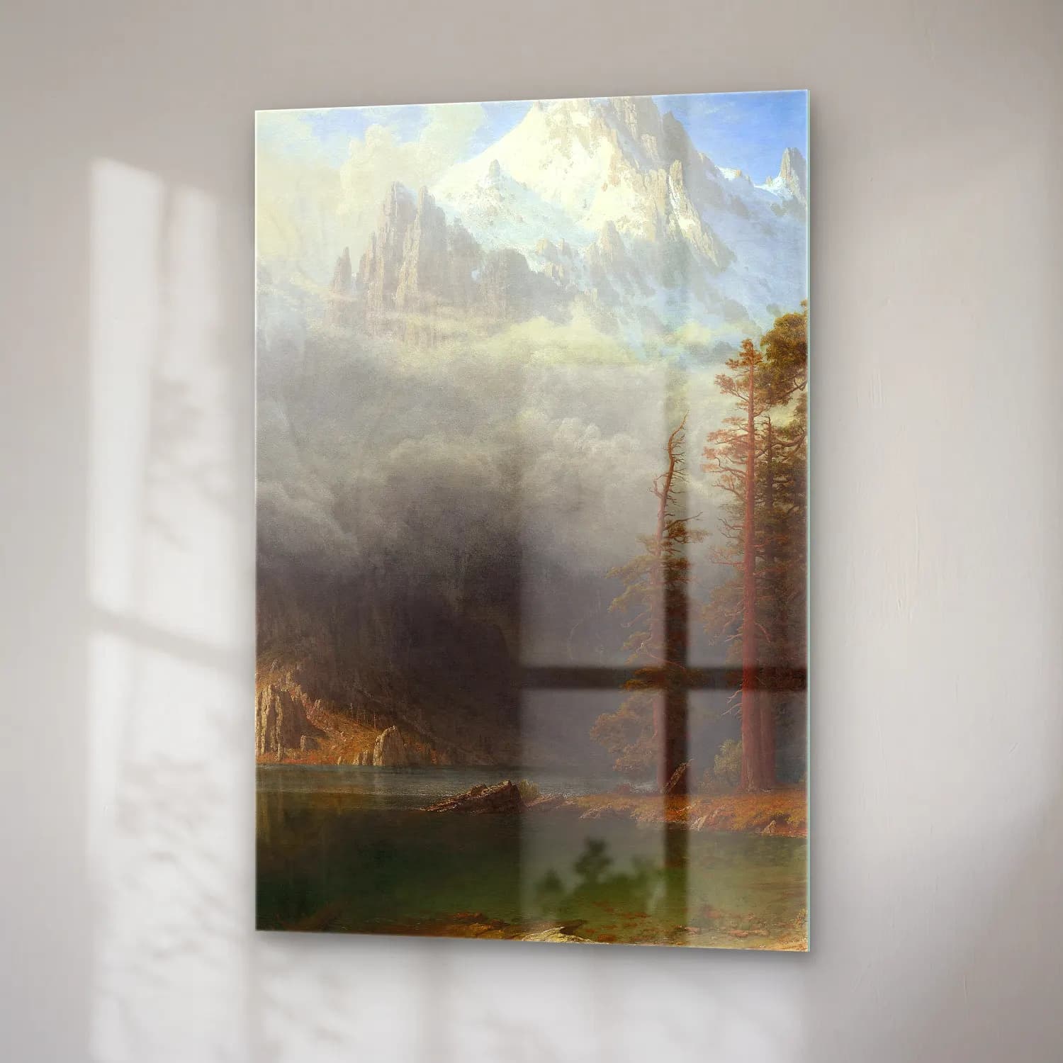 Albert Bierstadt – Lake Lucerne – Yeşil Tonlar cam tablo — sağ açıdan görünüm