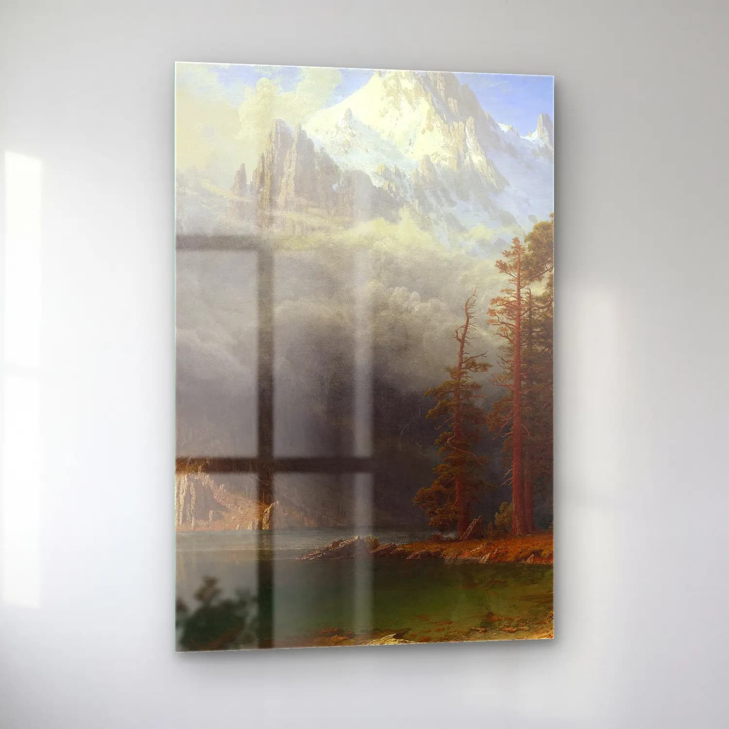 Albert Bierstadt – Lake Lucerne – Yeşil Tonlar cam tablo — sol açıdan görünüm
