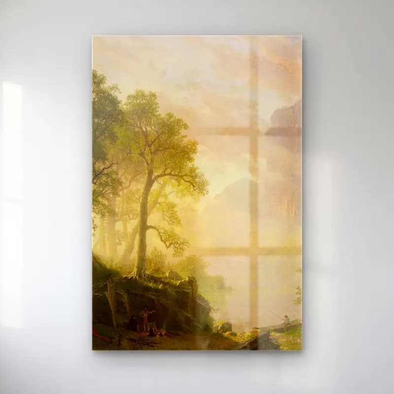 Albert Bierstadt – Lake Tahoe No. 4 cam tablo — Albert Bierstadt – Lake Tahoe No. 4 — yağlı boya dağ manzarası