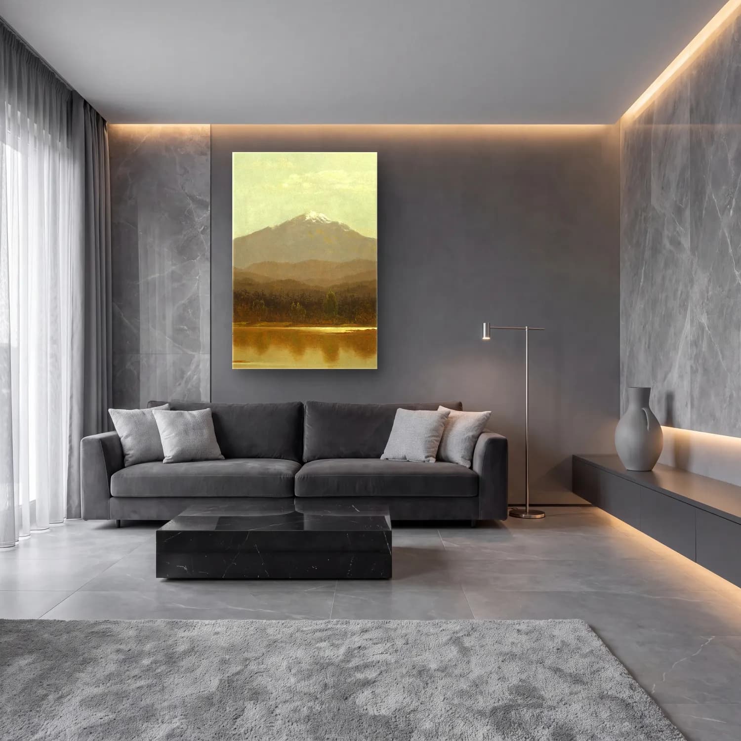 Albert Bierstadt – Laramie Peak – Bej Tonlar cam tablo — lüks salon duvarında